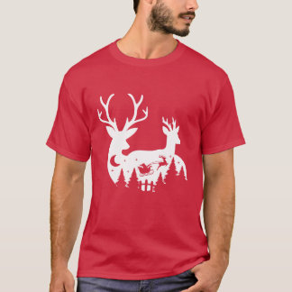 T-shirt: Kerst rendier en kerstman (rood) T-shirt