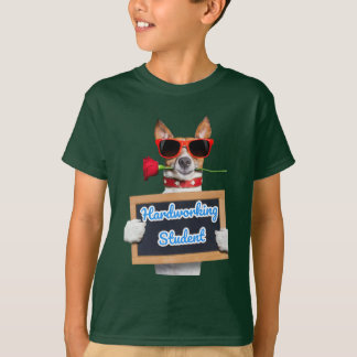 T-Shirt kinder donkergroene grappige hond patterne