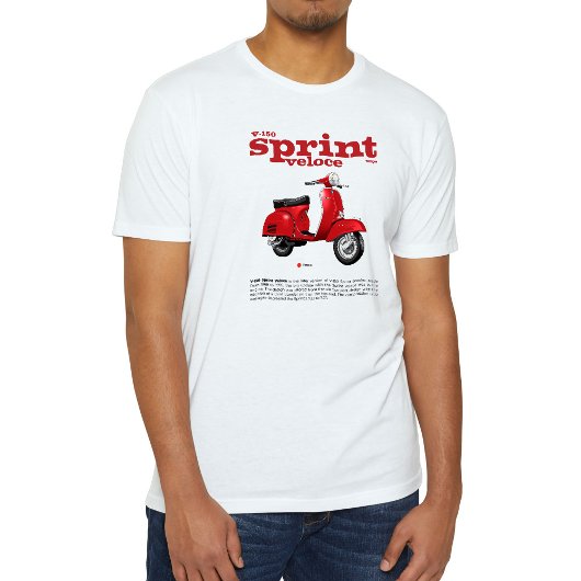 T-shirt klassieke scooter V-150 sprint V rood