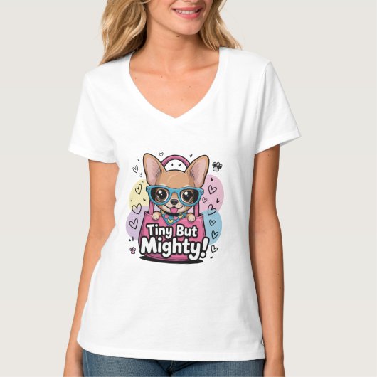 T-shirt 'Klein maar Moedig Chihuahua' (Voorkant)