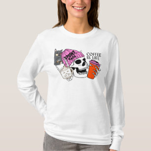 T-Shirt koffie verslaafde skelet ontwerp