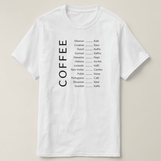 T-shirt - Koffietalen (Design voorkant)