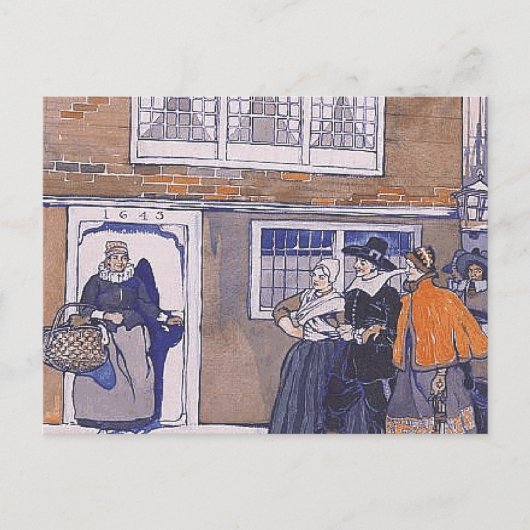 T-SHIRT-koloniale winter Briefkaart (Voorkant)