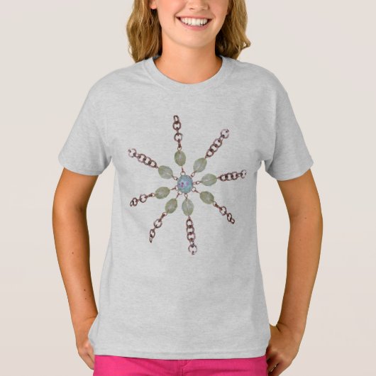 T-shirt - koperen ketting en kralen (Voorkant)