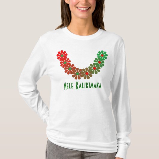 T-shirt Lei Mele Kalikimaka Merry-kerstkleuren (Voorkant)