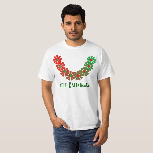 T-shirt Lei Mele Kalikimaka Merry-kerstkleuren (Voorkant volledig)