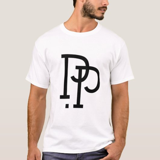 T-shirt Letter P-logo (zwart)  (Voorkant)