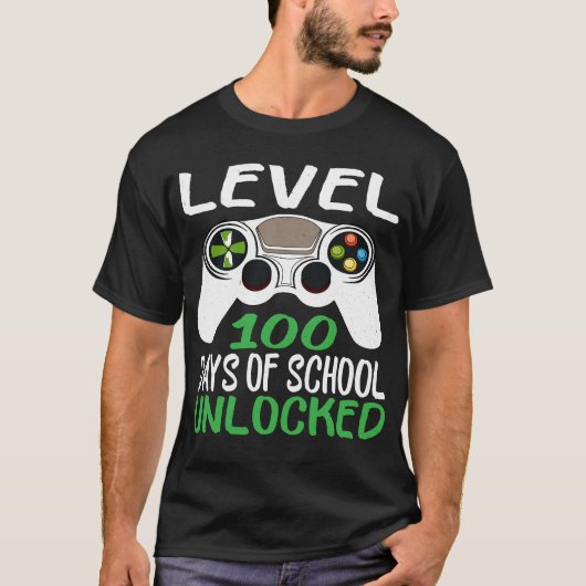 T-shirt 'Level 100 dagen school ontgrendeld' (Voorkant)