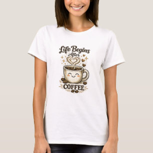 T-shirt 'Leven Begint Na Koffie'