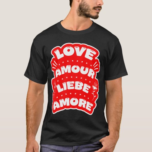 T-shirt Liefde in vier talen Happy Valentijns's (Voorkant)
