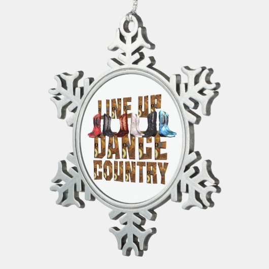 T-SHIRT Lijn Dance Land Tin Sneeuwvlok Ornament (Rechts)