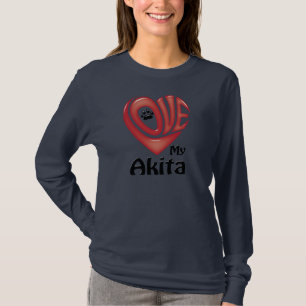 T-Shirt Long-sleeve Women's: Love My Akita