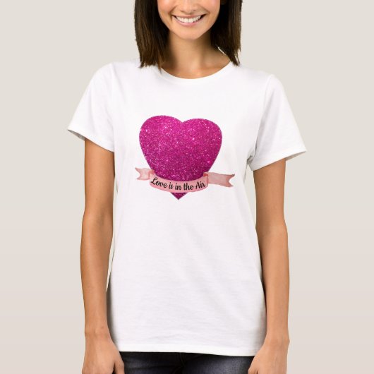 T-shirt Love is in the Air Pink Heart (Voorkant)