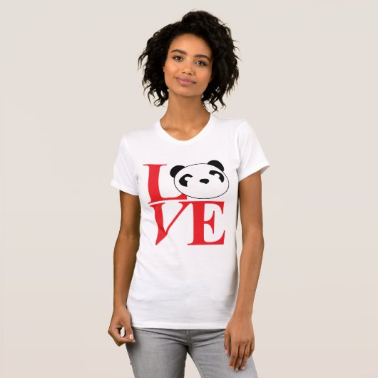 T-shirt Love Pandas in Red (Voorkant volledig)
