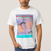 T-shirt, lustig, Skelett springt ins Meer T-shirt (Voorkant)