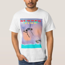 T-shirt, lustig, Skelett springt ins Meer