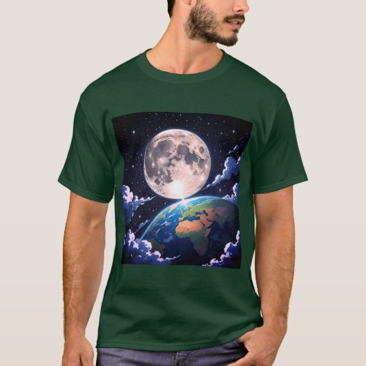 T-shirt "Maan en planeet aarde" (Voorkant)