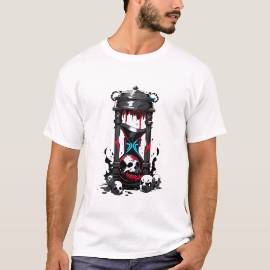 T-shirt Macabre-zangeres met bloederige schedel (Voorkant)