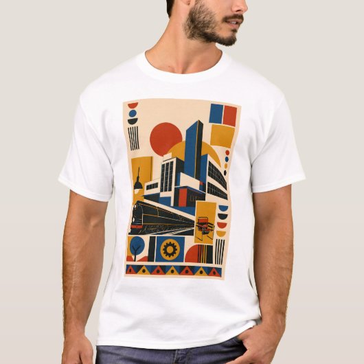 T-shirt 'Machine Age - geometrische kunst' (Voorkant)