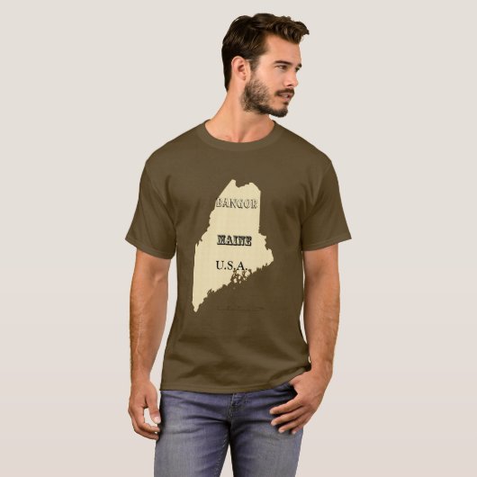 T-shirt - Maine Map met City (Voorkant volledig)