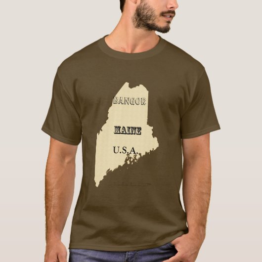 T-shirt - Maine Map met City (Voorkant)