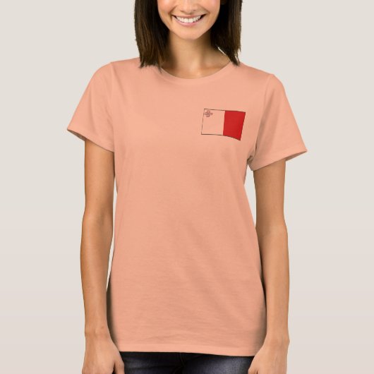 T-Shirt Malta Vlag + Landkaart (Voorkant)
