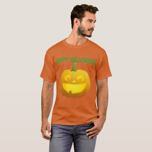 T-shirt man Jack-o'-Lantern Happy Halloween (Voorkant volledig)