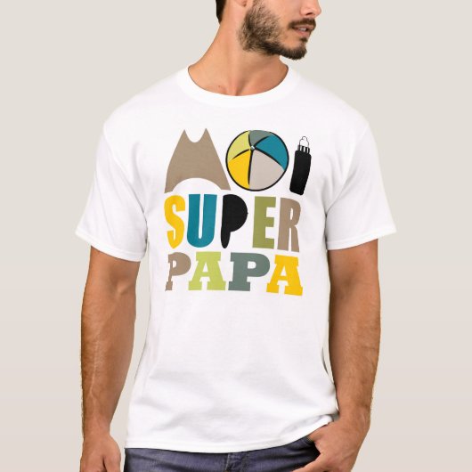 T-Shirt Man - Logo Moi Super Papa Nature (Voorkant)