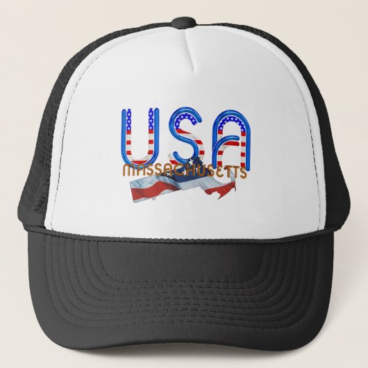 T-SHIRT Massachusetts Patriot Trucker Pet (Voorkant)