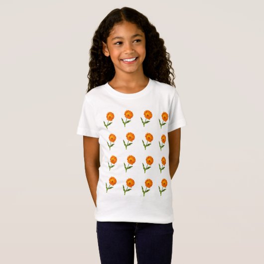 T-shirt - Meerdere Sinaasappels bloemen (Voorkant volledig)