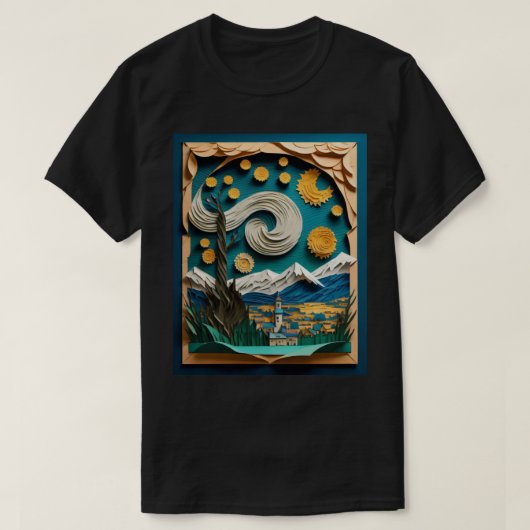 T-shirt met 3D-papierkunstontwerp van Gogh  (Design voorkant)