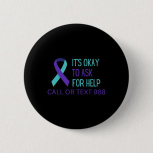 T-shirt met 988-hulplijn voor zelfmoordpreventie 9 ronde button 5,7 cm
