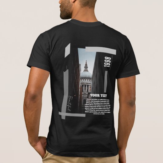 T-shirt met aangepaste achterkantdruk moderne stad (Achterkant)