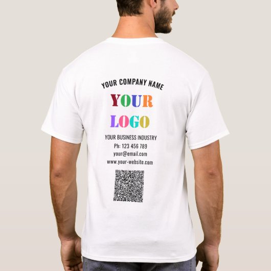 T-shirt met aangepaste bedrijfslogotekst QR-code (Achterkant)