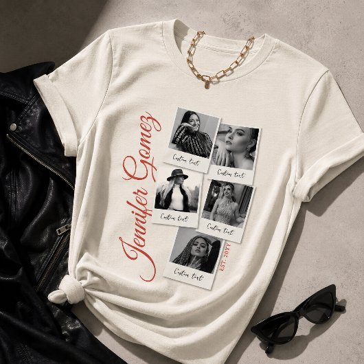 T-shirt met aangepaste fotocollage, meisjesachtige