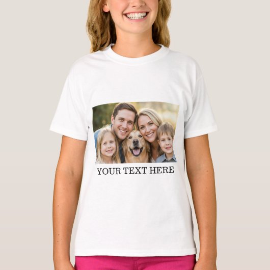 T-shirt met aangepaste fototekst (Voorkant)