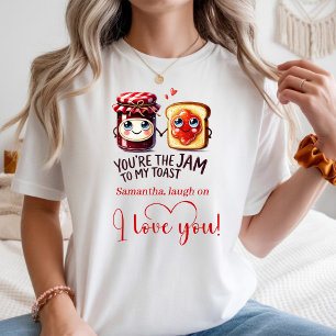 T-shirt met aangepaste naam, cartoon eten, liefde,