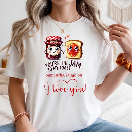 T-shirt met aangepaste naam, cartoon eten, liefde,