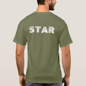 T-shirt met aangepaste sterren tekst in fatigue gr (Achterkant)