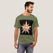 T-shirt met aangepaste sterren tekst in fatigue gr (Voorkant volledig)