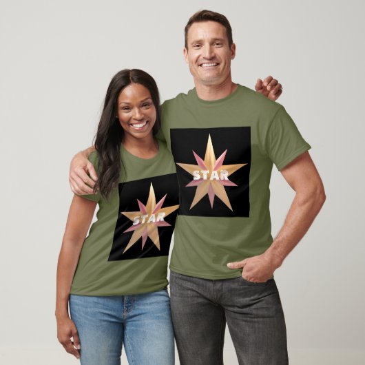 T-shirt met aangepaste sterren tekst in fatigue gr (Unisex)