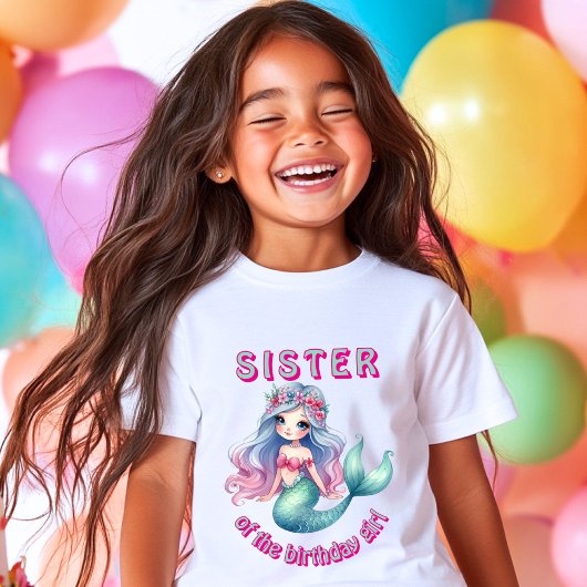 T-shirt met aangepaste zeemeermin-zus van de jarig