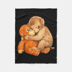 T-shirt met aapachtige stomp grafische afbeelding fleece deken