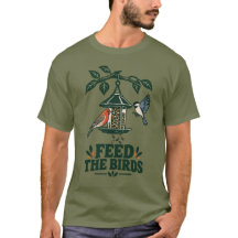 T-shirt met achtertuin vogelveevoerder