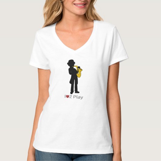 T-shirt met afbeelding saxofonspeler (Voorkant)