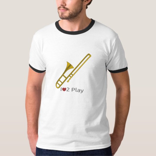 T-shirt met afbeelding van een trombone (Voorkant)
