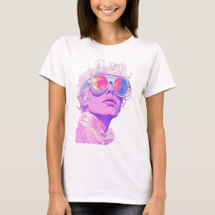 T-shirt met afbeelding van gezicht met zonnebril