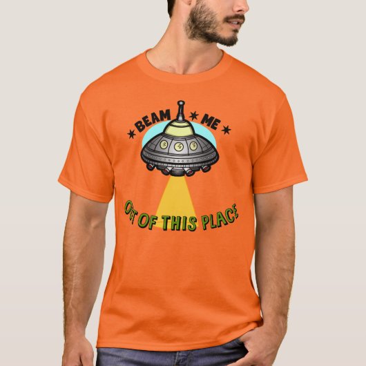 T-shirt met afbeelding van ruimteschip van buitena (Voorkant)