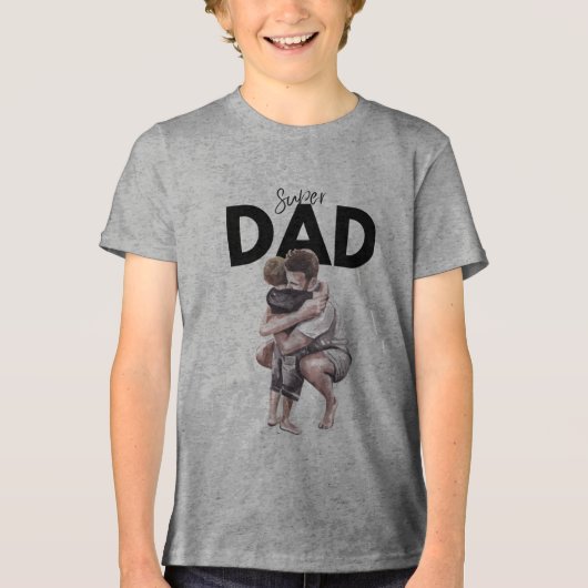 T-shirt met afbeelding van vader en zoon die knuff (Voorkant)