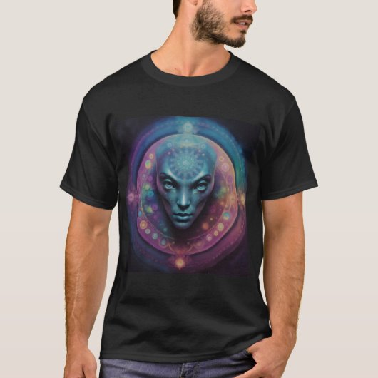 T-shirt met alien mandala ontwerp (Voorkant)